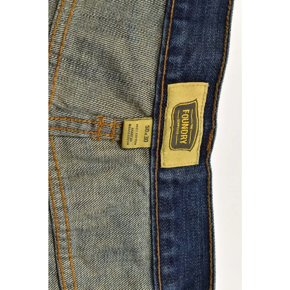 The Foundry Supply Co Men Jeans 50x30 Blue Regular Fit Straight Leg 100% Cotton